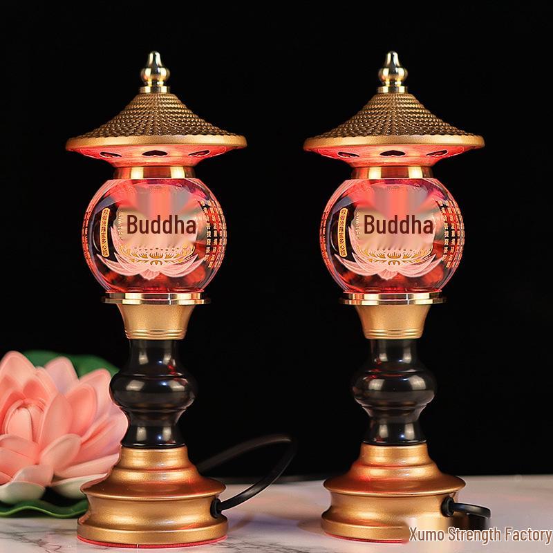 Lotus Buddha Lamp, Ever-burning Lamp, Seven-colored Offering Lamp, Glazed Lamp, Buddha Altar, Year of the Horse Buddha Lamp