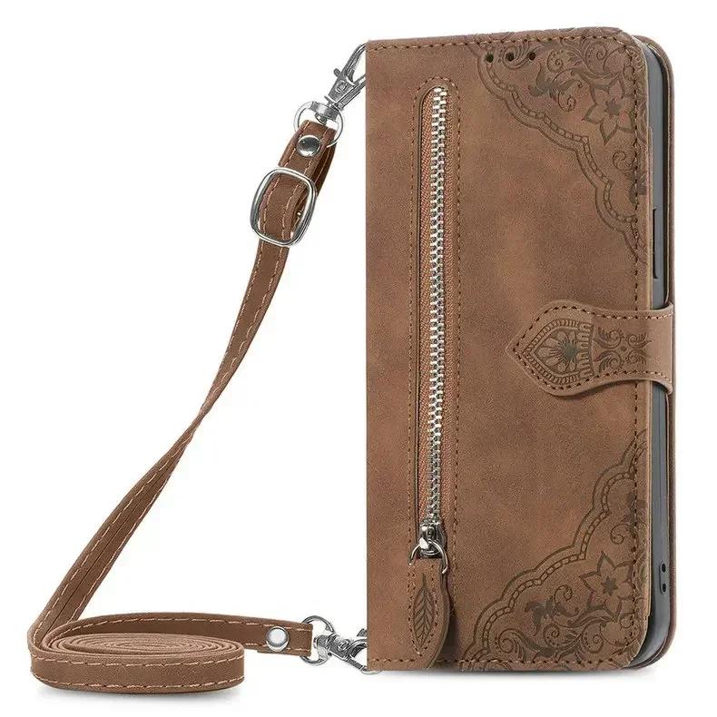Étui de luxe Honor Magic 8 7 6 Pro 6 Lite 5G Bandoulière Fermeture Éclair Cuir Funda Honor Magic7 Pro 8 Lite Magic6 Pro Portefeuille Housse Livre