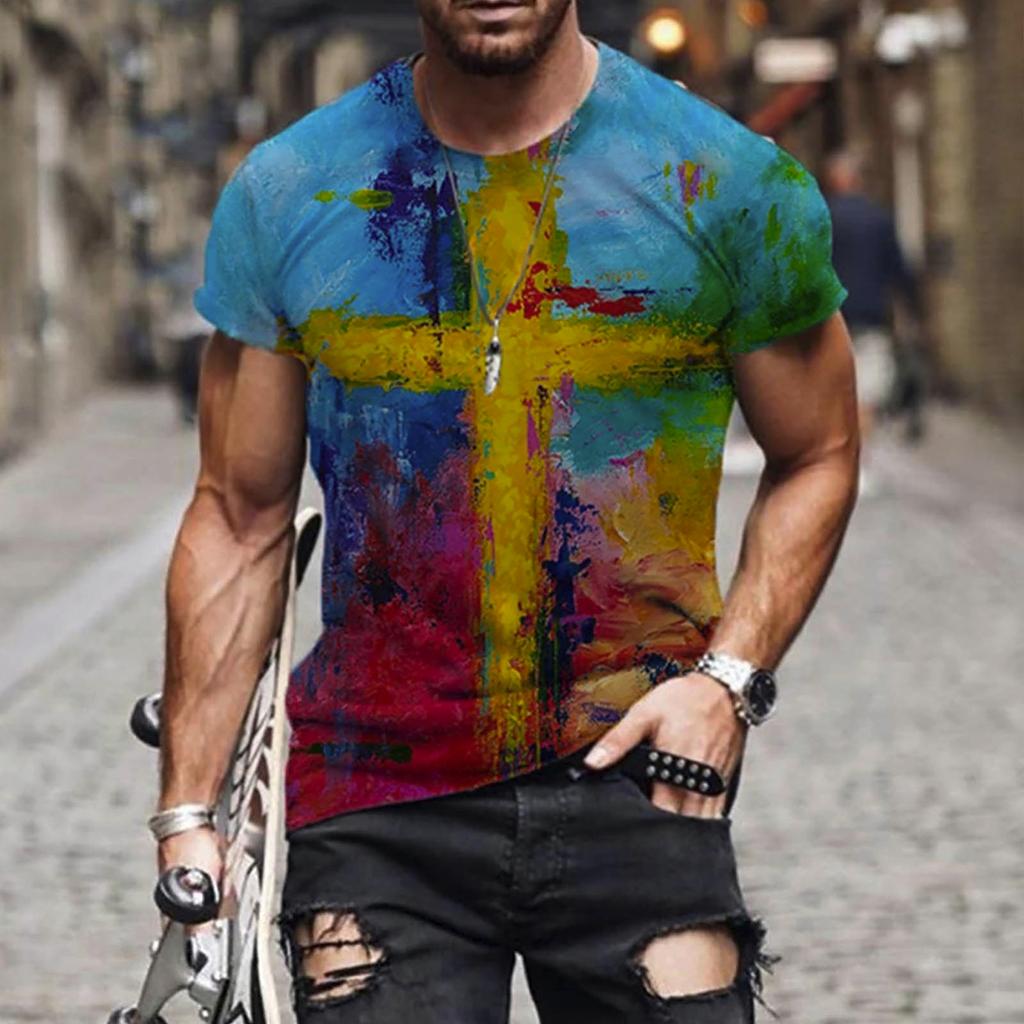 Herr Street Muscle Kortärmig Tryck Personlighet Mode Mode T-shirt