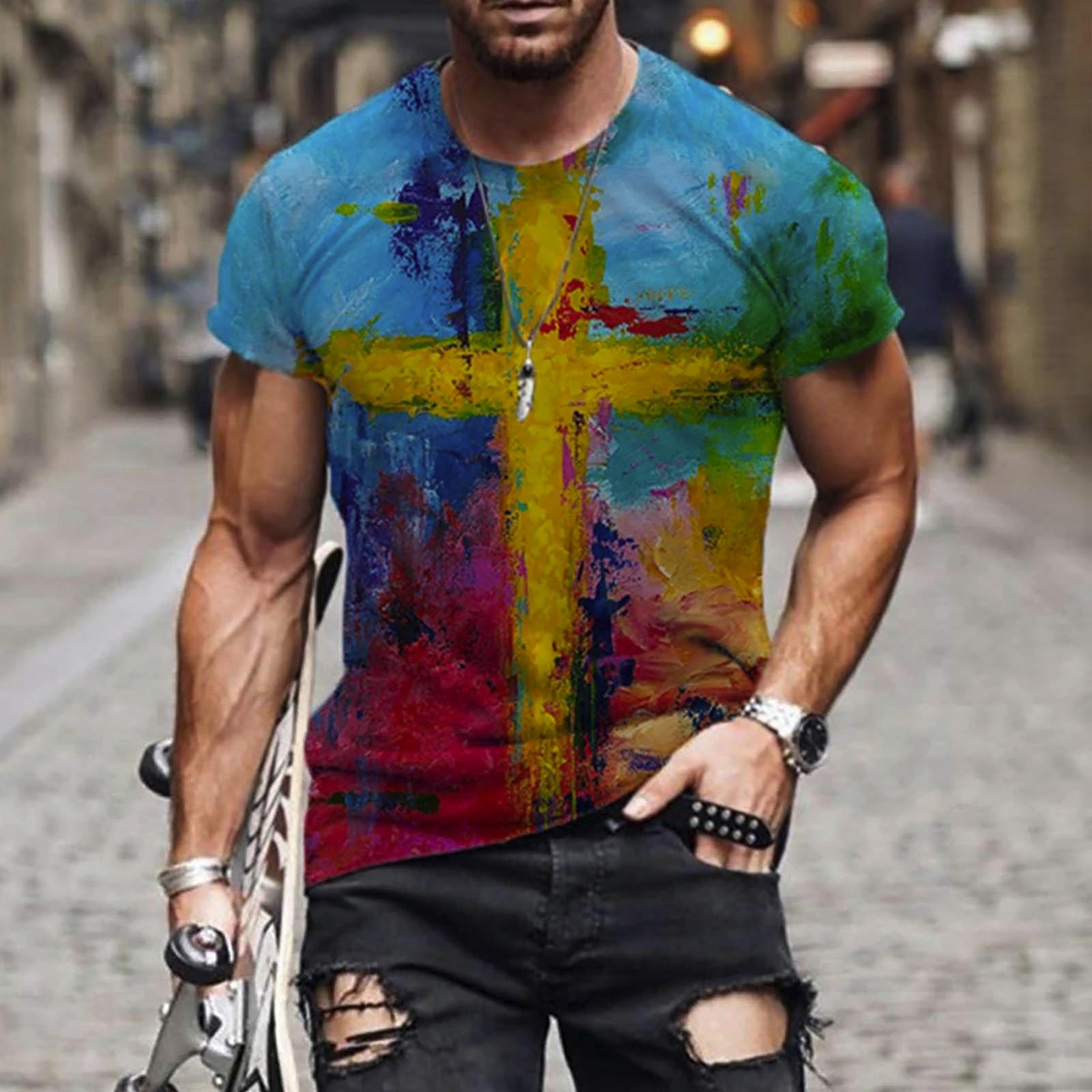 

Мужская уличная мускулистая футболка с коротким рукавом и принтом, модная модная футболка M жёлтый