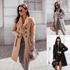 2021 Women's Autumn/Winter Wool Coat - Solid Color, Mid-length with Tie-up