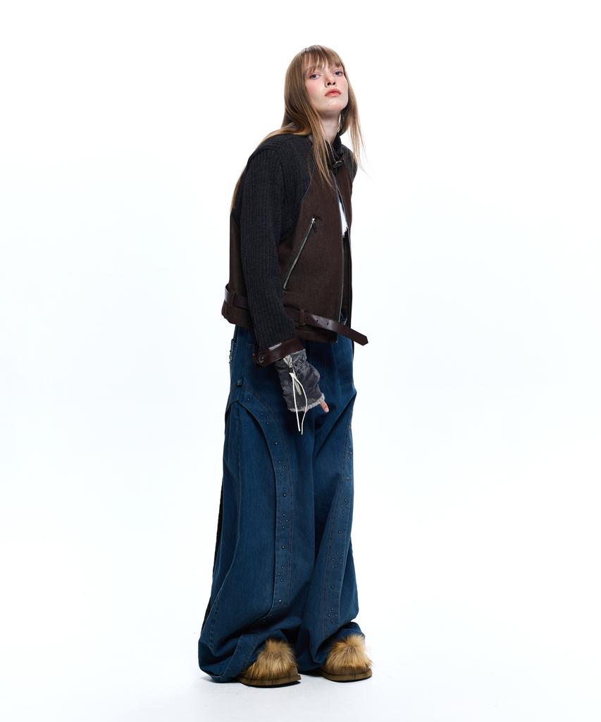 Aleseueseussi Rivet Balloon Denim Pants - Denim