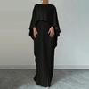 Women's Pleated Flowy Maxi Dress Split Cape Sleeve Formal Wedding Guest Dress Cocktail Evening Party Long Dress