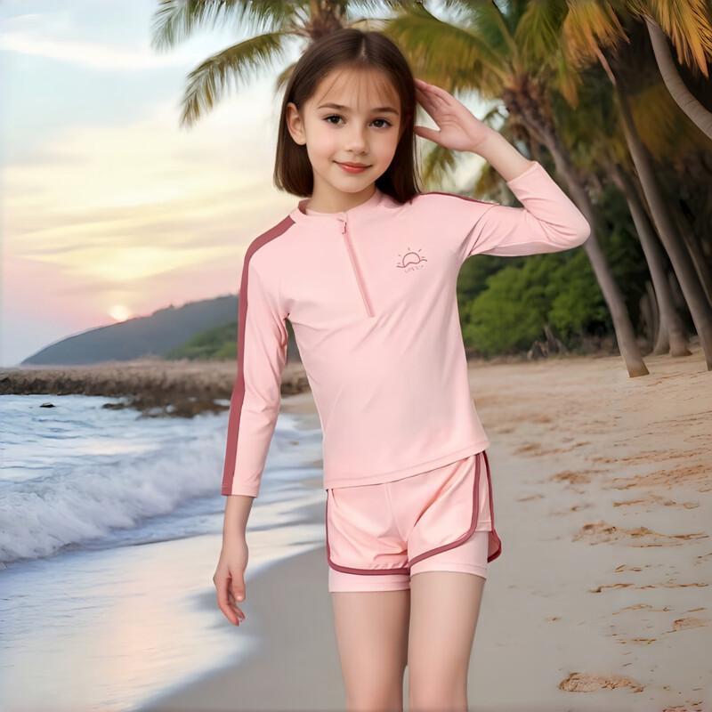 Junwen Girls' Sun Protection Training Swimsuit Set