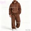 Men's Casual Tracksuit Set Hooded Full Zip Long Sleeve Hoodie Wide Leg Pants Solid Color