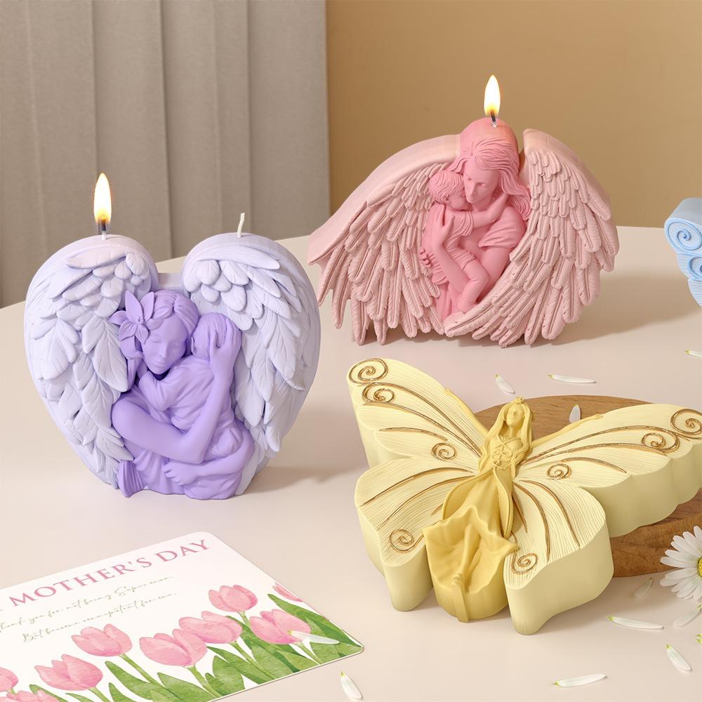 Engel Liebesflügel Silikonform DIY Auto Duftstein Gießen Anhänger Mutter und Kind Gips Kerzenform