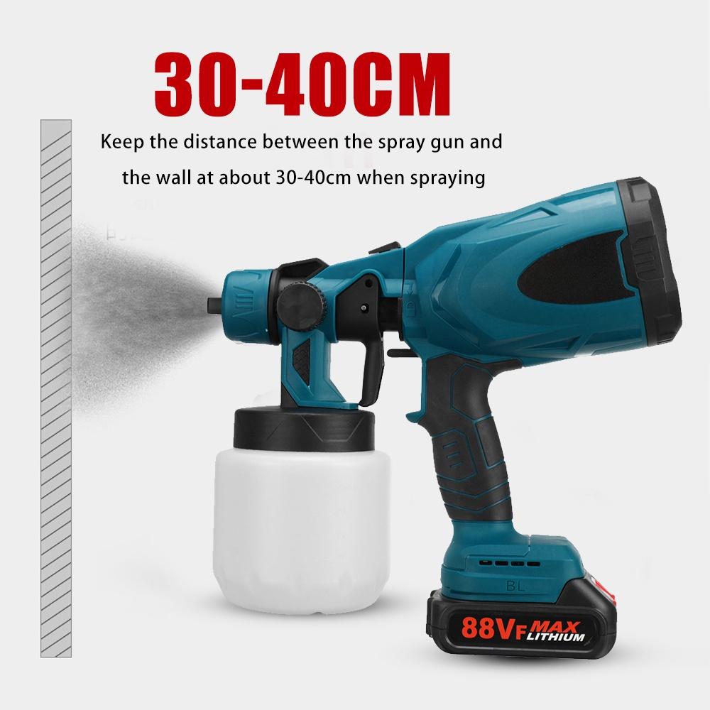 1500W 800ML 25000RPM Cordless Electric Spray Gun with 3Nozzle Flow Control Airbrush High Power Paint Sprayer