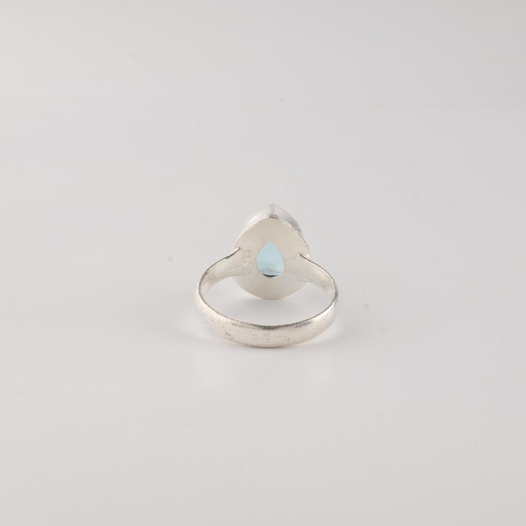Topazio Celeste Pietra Preziosa Argento Sterling 925 Gioielli di Design Anello Fatto a Mano Regalo per la Mamma RR-76-14