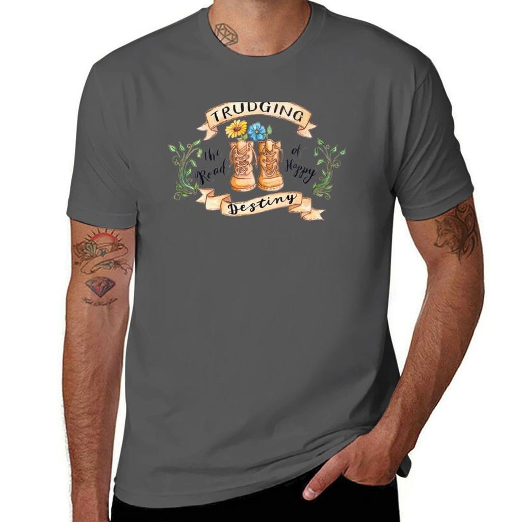 Trudging the Road of Happy Destiny TShirt Soft Casual Short Sleeve Cotton Tee