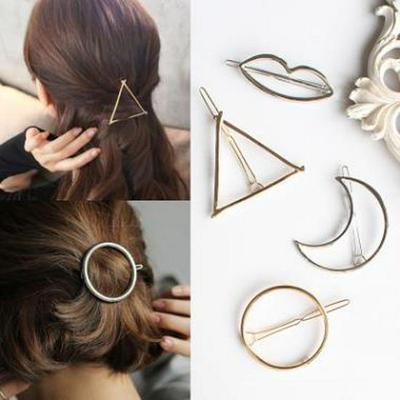 A028 Triangle Moon Circle Geometric Hair Clip - European & American Style Hair Accessories