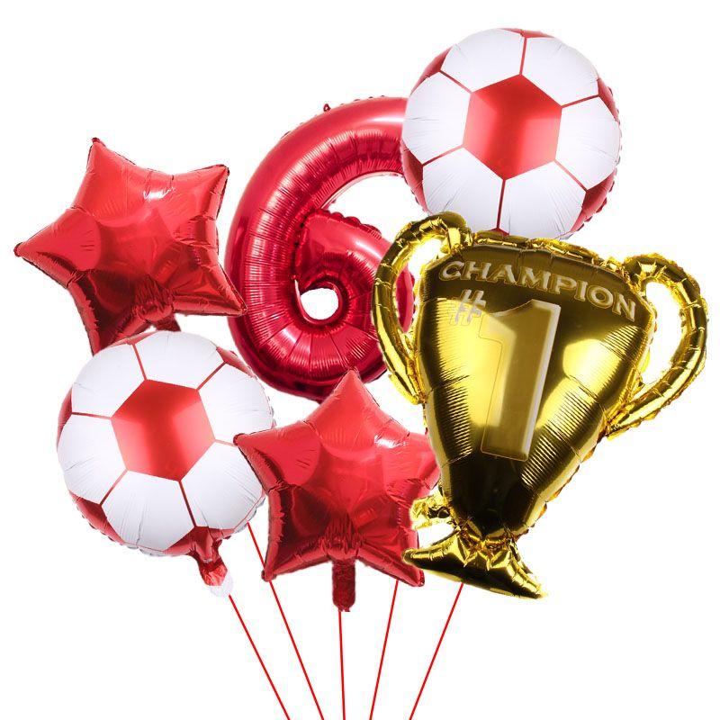 32-inch Digital Football 6-piece Aluminum Film Balloons Set - Birthday Party Gift - World Cup Football Balloons