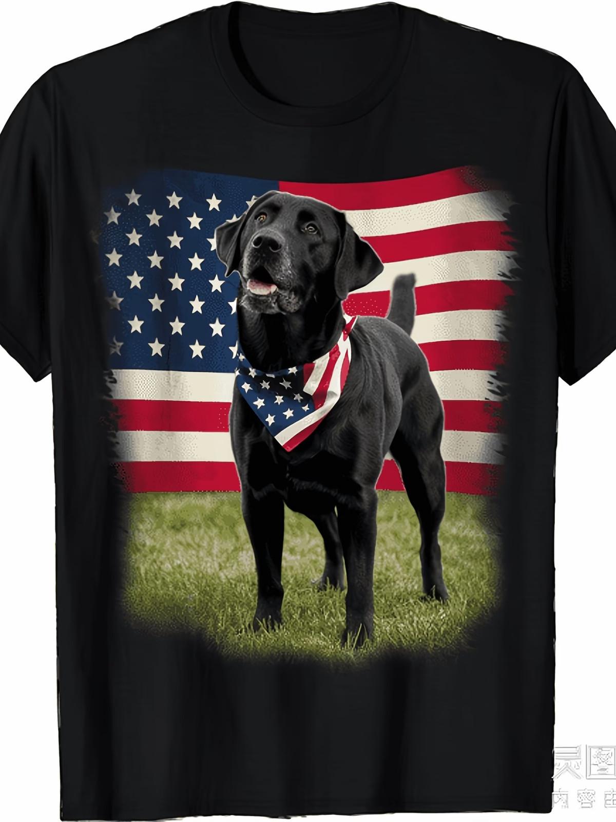 Patriotic Black Labrador 4Th of July T-Shirt Featuring The American Flag, Suitab S
