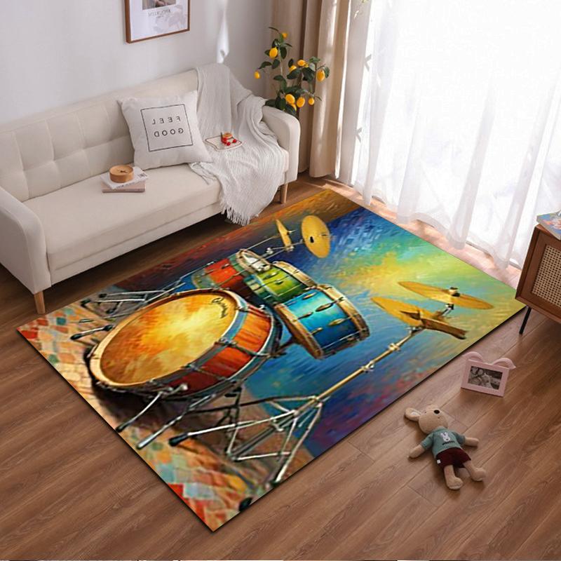 Colorful Drum Set Pattern Area Rug for Living Room and Bedroom Decor. Suitable for use as an anti-slip for living room bedroom sofas 40x60cm( 15x23in )