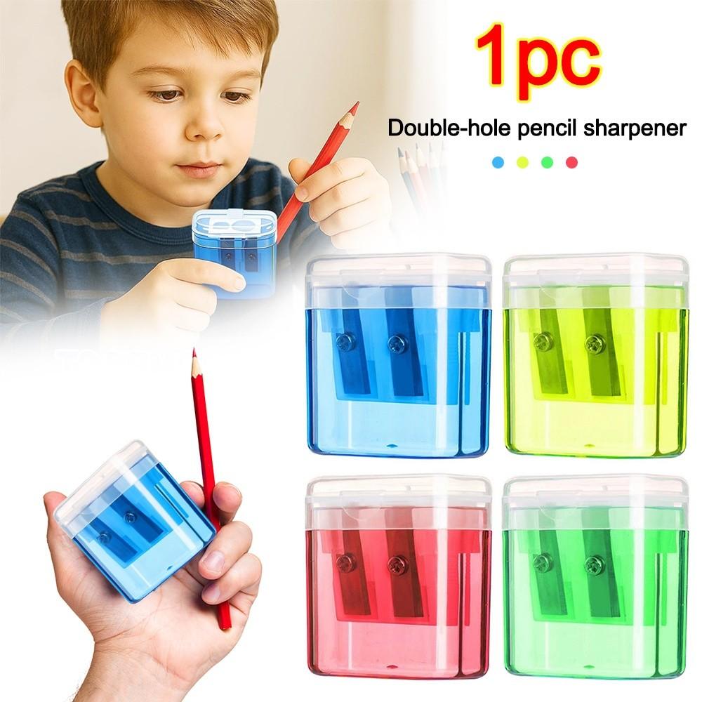 Dual Holes Pen Sharpener With Lid Pencil Sharpening Tool New Pencil Sharpeners Student Stationery