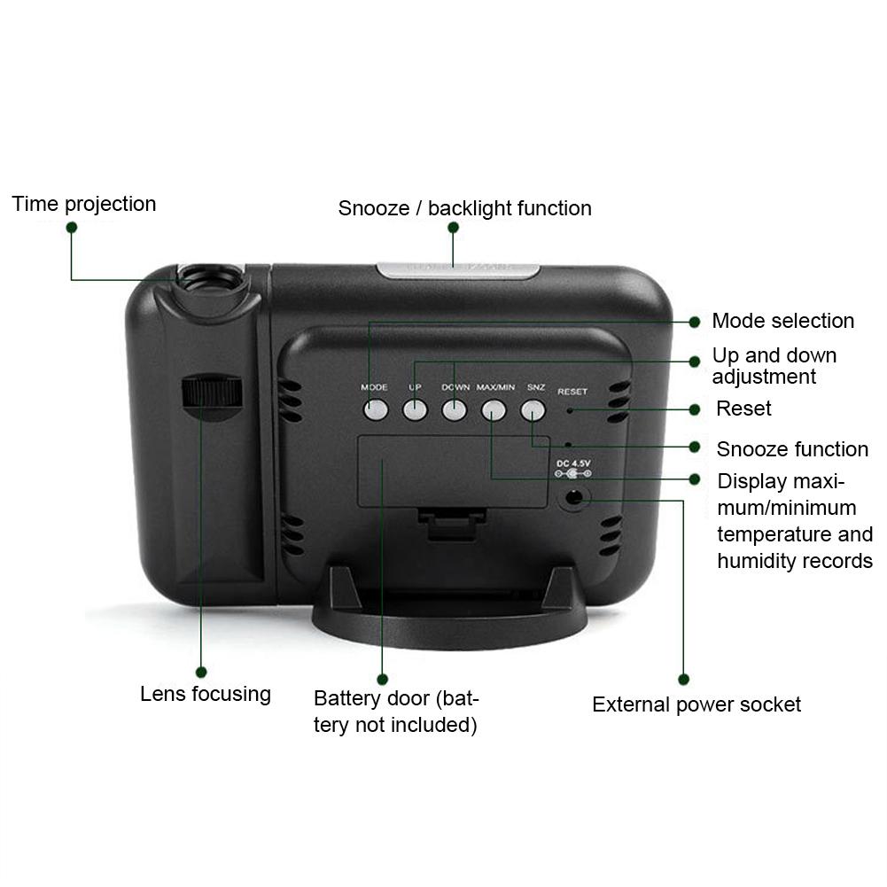 Multifunctional LCD Color Screen Electronic Alarm Clock Projection Weather Clock