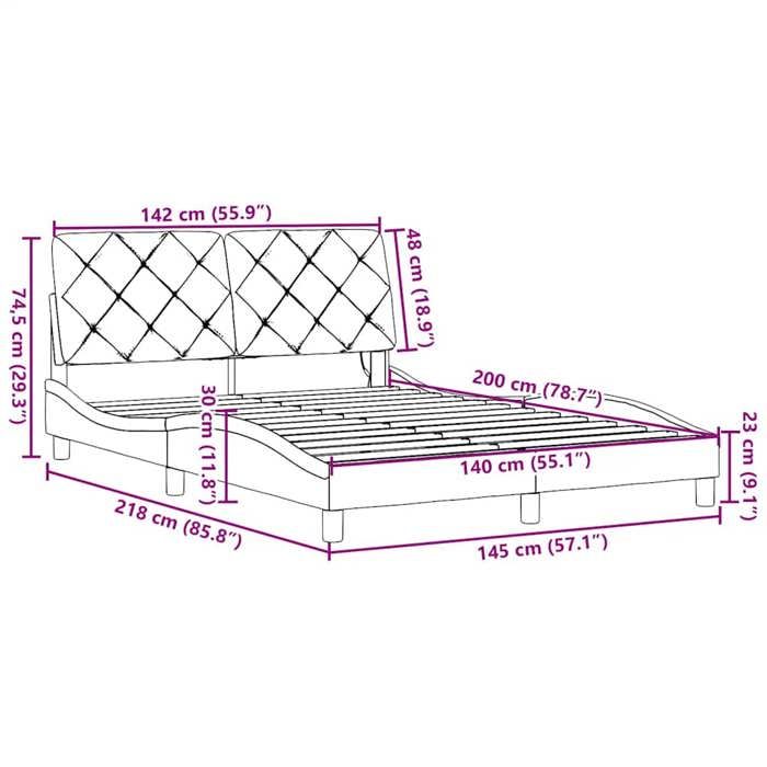 VidaXL Cadre de lit avec LED sans matelas gris clair 140x200 cm tissu 3310671