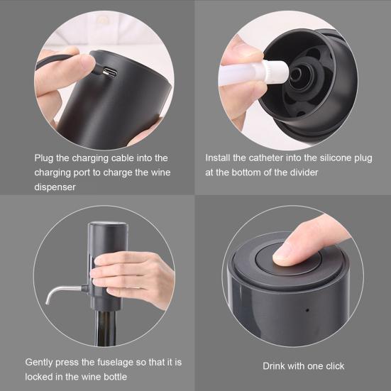 Elektrický karafa Odolný dobíjecí automat na provzdušňovač vína Automatický elektrický nalévač vína pro domácí párty