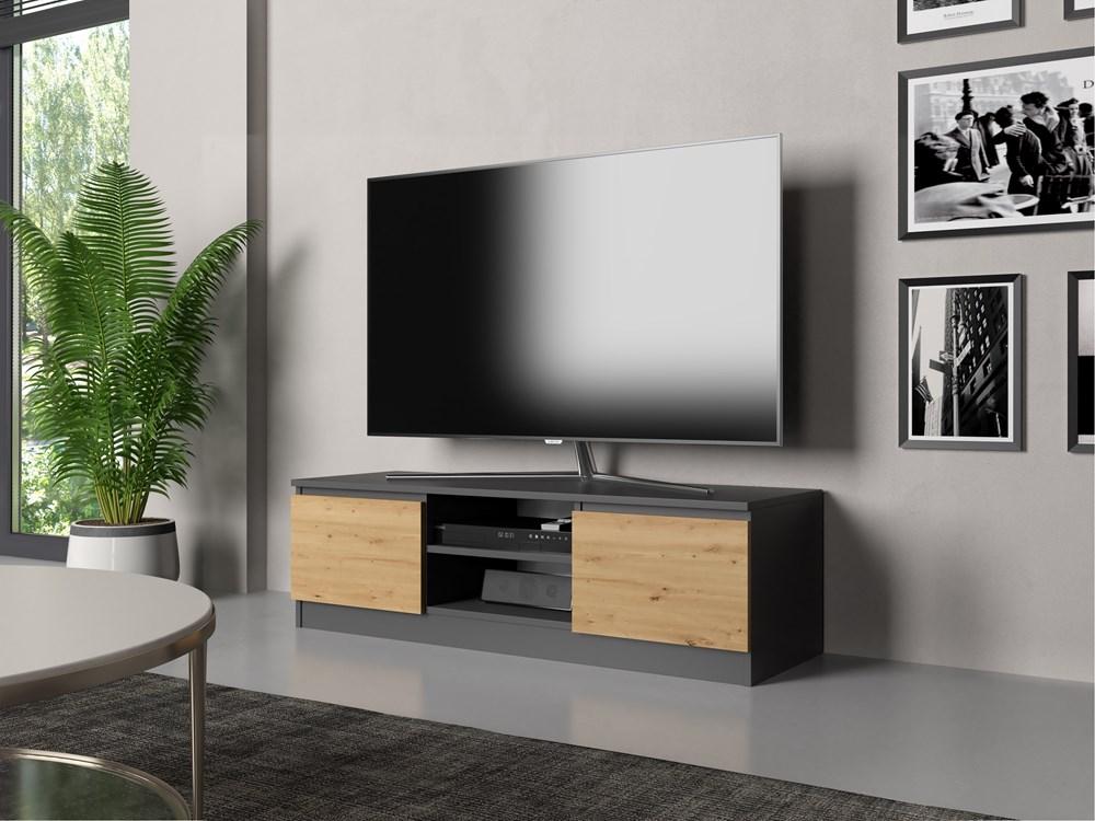 MALWA 120 TV STAND - ANTHRACITE / ARTISAN OAK