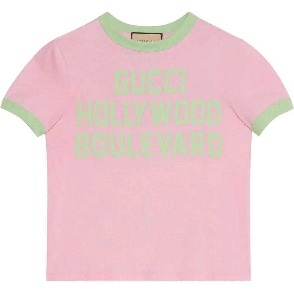 Gucci T Shirts Women's Pink Crew Neck Moderate 695816-XJED4-5904