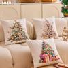 1PC LOZUJOJU Christmas Pillowcase Hand drawn Christmas tree cluster printed Cushion Cover for Sofa Living Room Bedroom Home Decor Party Decor