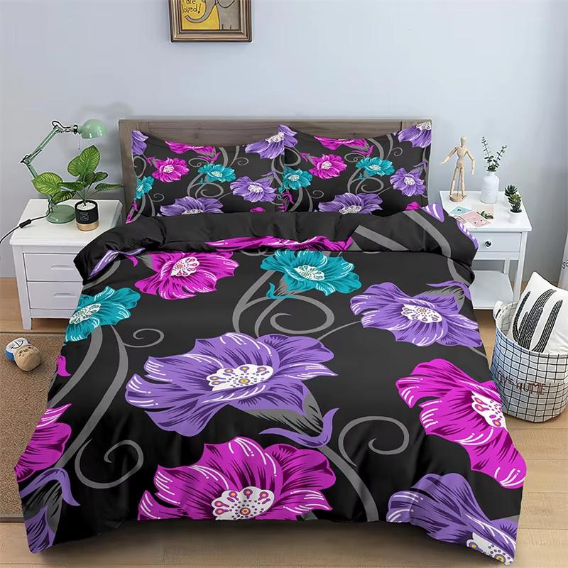 Comforter Floral Classic Chinese Style Farmhouse Garden Botanical Flower Bedding Set Polyester Flowers Leaves Comforter