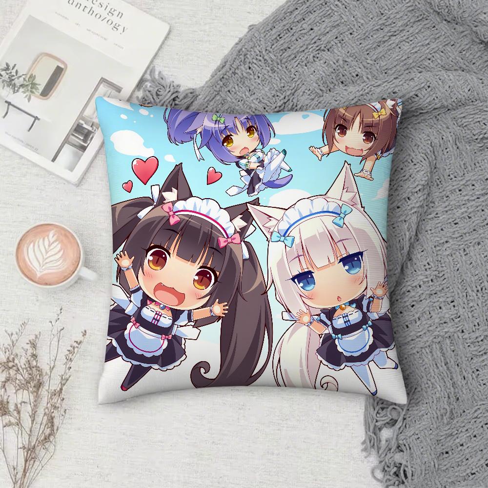 Game NNekoparaS Anime Pillow Case Square DoubleSided Printing Sofa Cushion Cover Pillowcase Bedroom Bedside