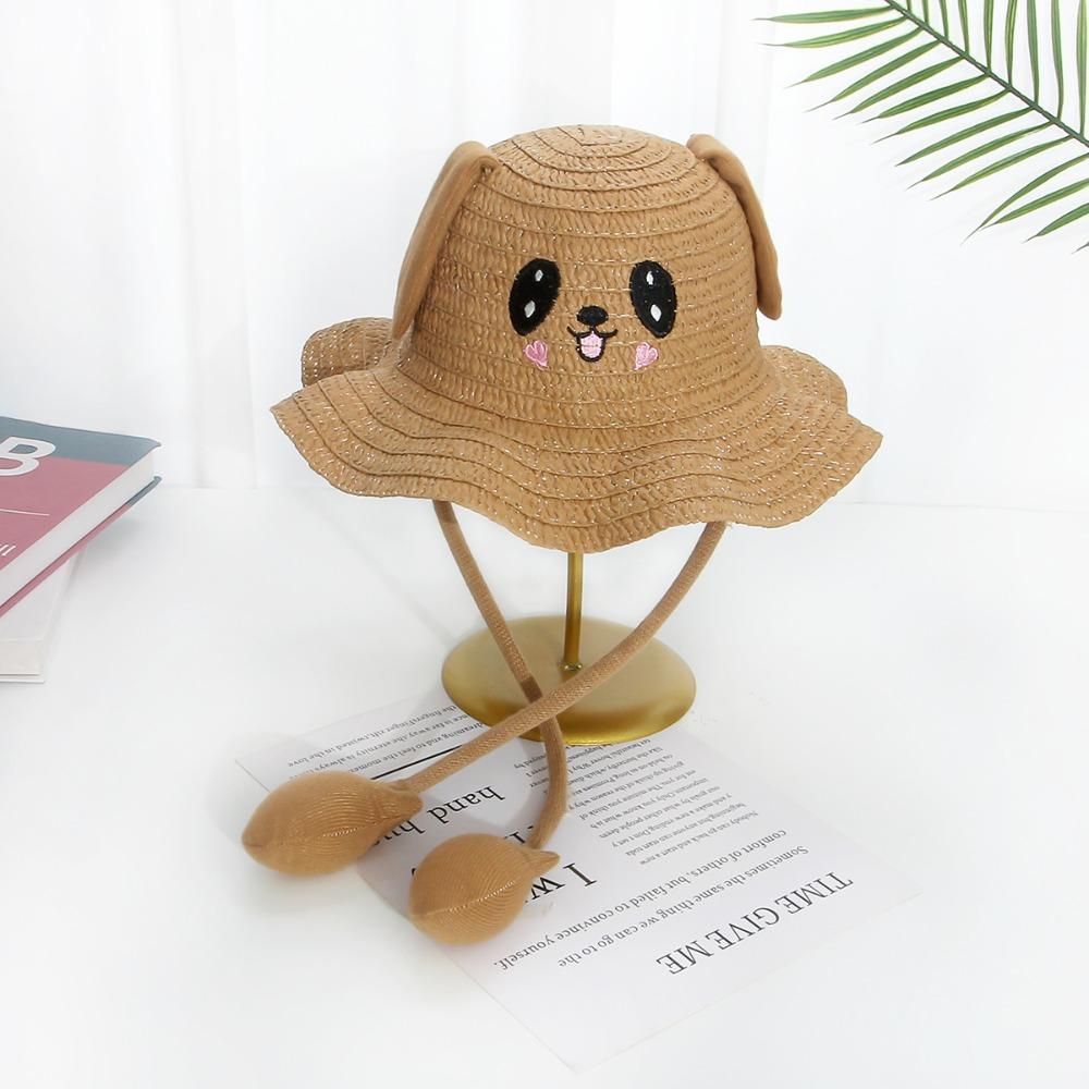 Moving Ears Rabbit Straw Hats Breathable Sun Hat Multifunctional Children's Hats  Summer Girls Boys