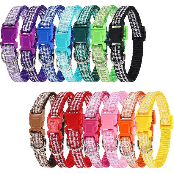 Auidy_6TXD 14pcs Puppy Collars for Litter Adjustable Whelping Puppy Collars Soft Nylon Id Collars for Small Dogs(Medium)