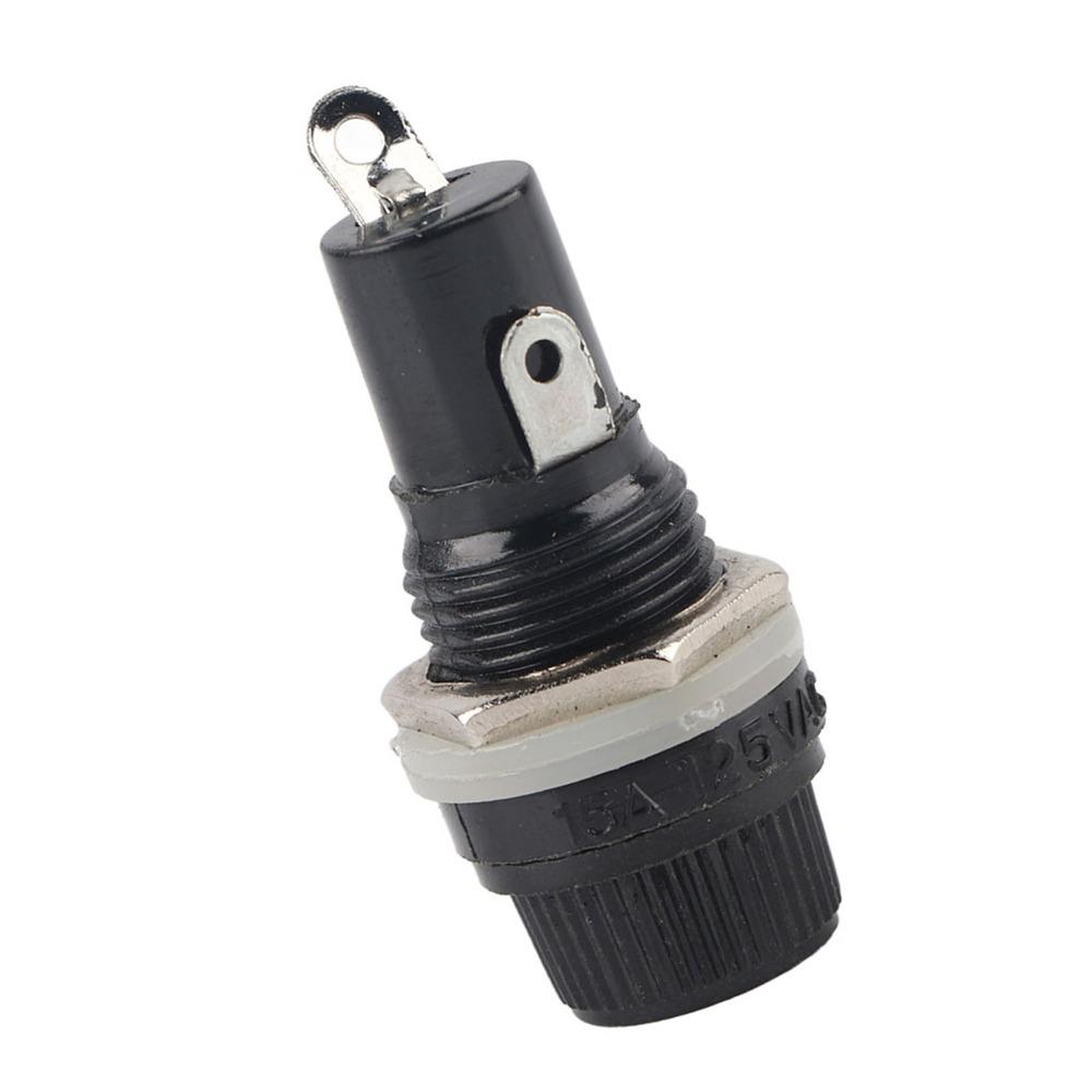10PCS Black Electrical Screw Holder Durable Flat Tube Type Fusehold  Electronic Equipment