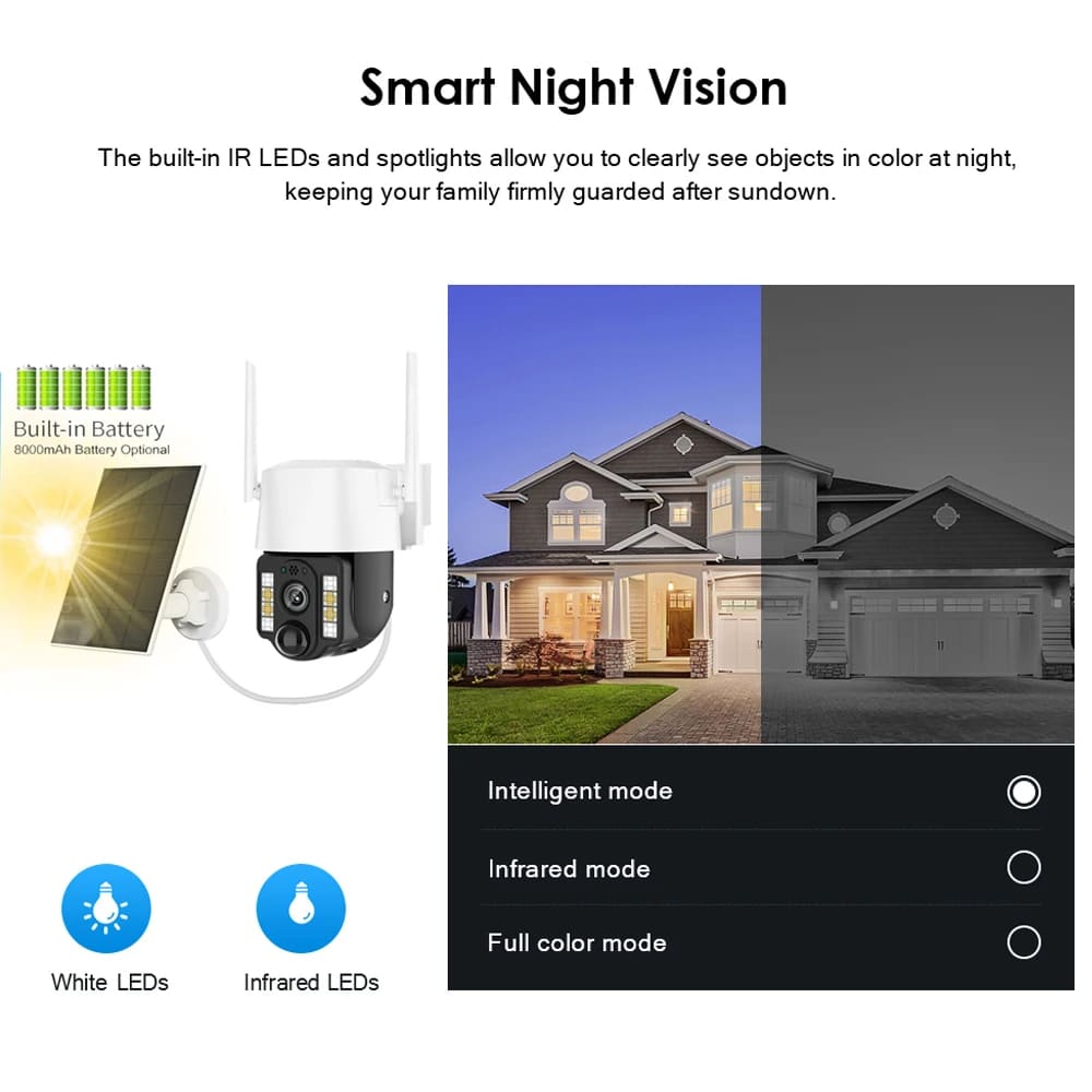LS VISION Solar 4G SIM Card Smart Camera WiFi IP Outdoor Wireless Camara Waterproof CCTV Home Security Protection Built In Battery With Solar Panel