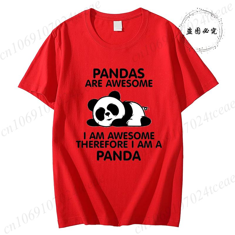 Pandas Are Awesome Print Unisex Tshirt Casual Tshirt Summer Lazy Panda Animal Graphic Fashion Female Tee T Shirts Unisex Clothing