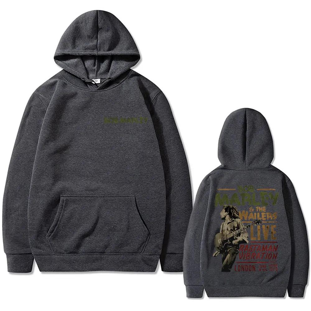 Reggae Music Bob Marley Bob Marley The Wailers Live Double Sided Printed Hoodie Men Women Gothic Vintage Popular Sweatshirt