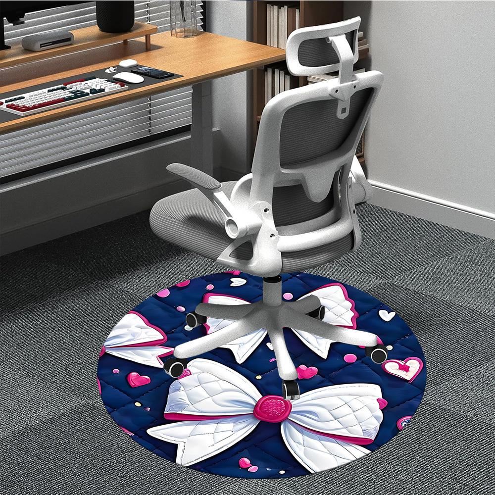 1pc Bowtie Heart Chair Carpet for Office, Indoor Non Slip Washable Polyester Fiber Carpet,
