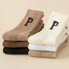 Hot Sale Autumn Winter Korean Letter Sports Crew Socks Cotton Breathable Fashion Men Women Hip Pop Street Socks Thickened Terry