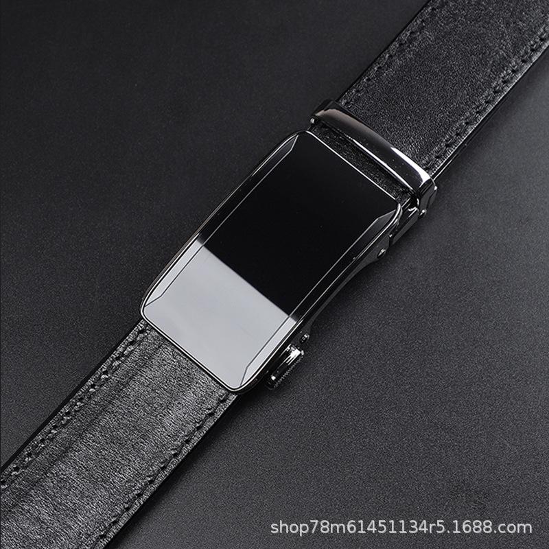 Direct Sales Men'S Leather Belt Simple And Versatile Automatic Buckle Pure Cowhide Business Leisure High-End Belt