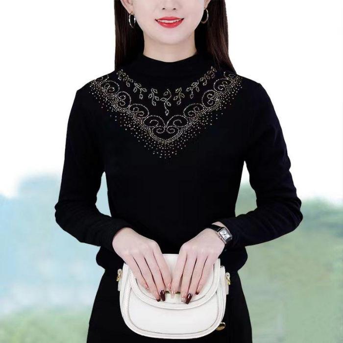 Fleece Thickened Warm Bottoming Shirt Women's New Autumn and Winter High-end Fashion Thin Slim Top Shirt