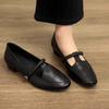 Retro Laced Leather Shoes with Thick Heels and Round Toes, Single Shoes