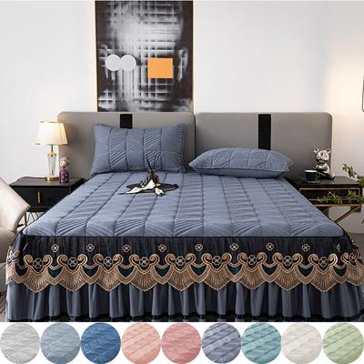 Cotton Thickened Princess Style Lace Bed Skirt Three Pieces Set 1.8m/1.5m/2.0m Bed Non-slip Bedspread