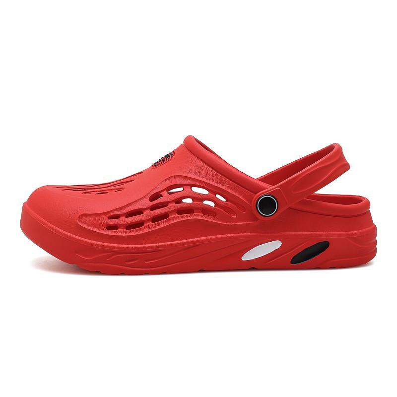 Couple beach shoes men's hole shoes one word sandals light soft foreign trade extra large size 47-48-49 sandals