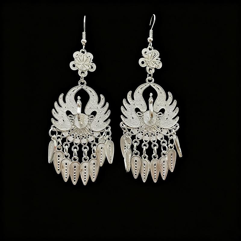 Ethnic style earrings Alloy silver-plated Miao ethnic minority Dong Yi earrings Earrings