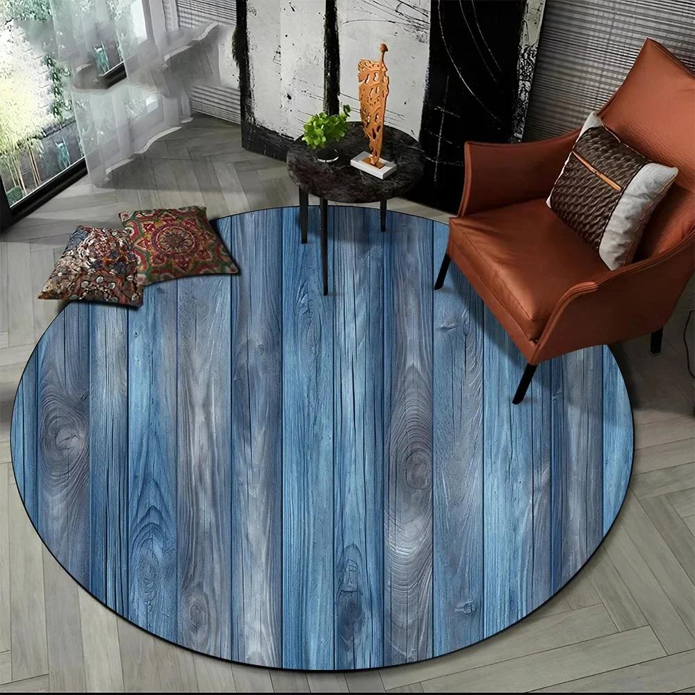 Latest 3D Color Wood Grain Lines Round Area Rug Carpet Rug for Living Room Bedroom Sofa Child Playroom Decor Pet Non-slip Gift