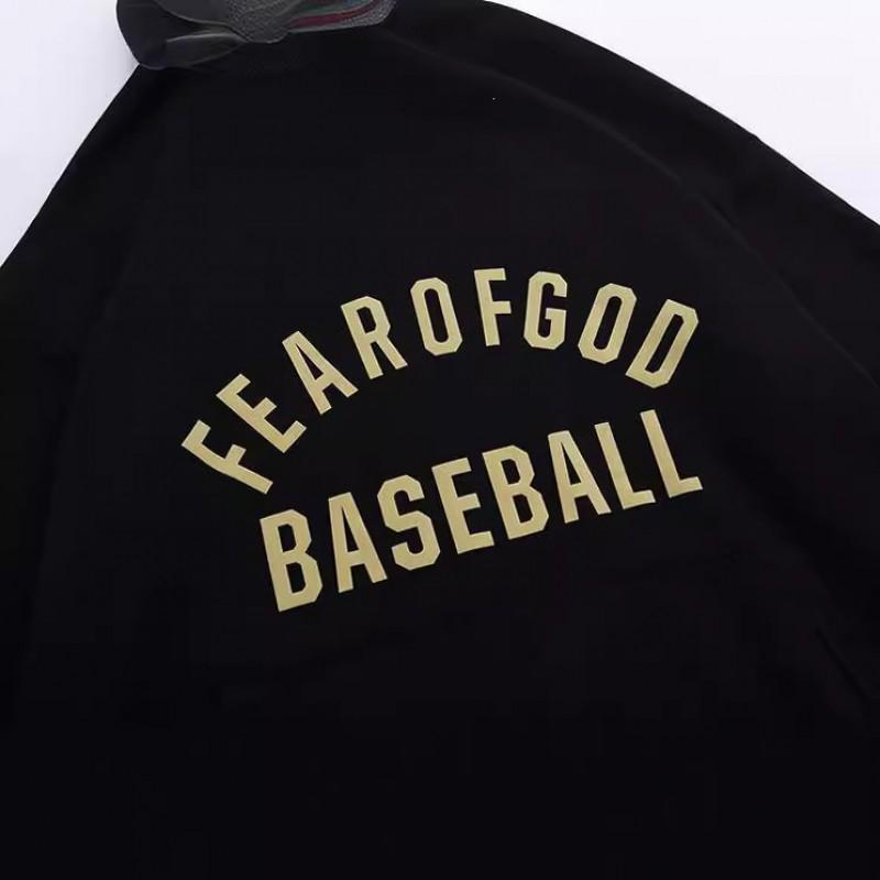 FOG Season 7 Baseball Flock Print Hoodie Loose Fit Streetwear Sweatshirt Men
