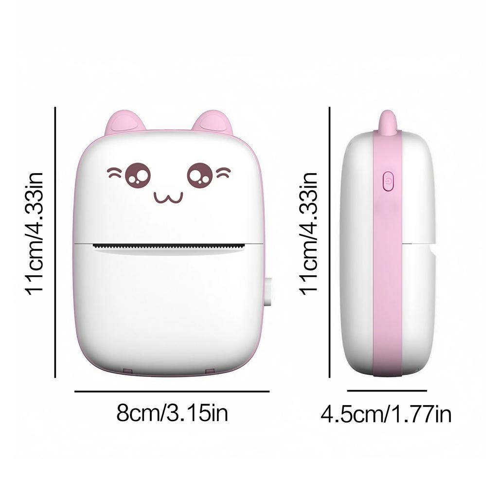 Mini Imprimante Thermique Bluetooth Portable HD Sans Fil Papier Auto-adhésif pour Étiquette Photo Reçu Liste de Notes