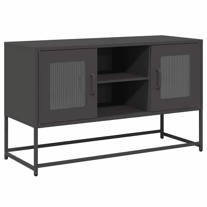 VidaXL Meuble TV noir 100,5x39x60,5 cm acier, support TV, buffet TV, meuble multimédia, banc TV, meuble hifi, centre de 853380