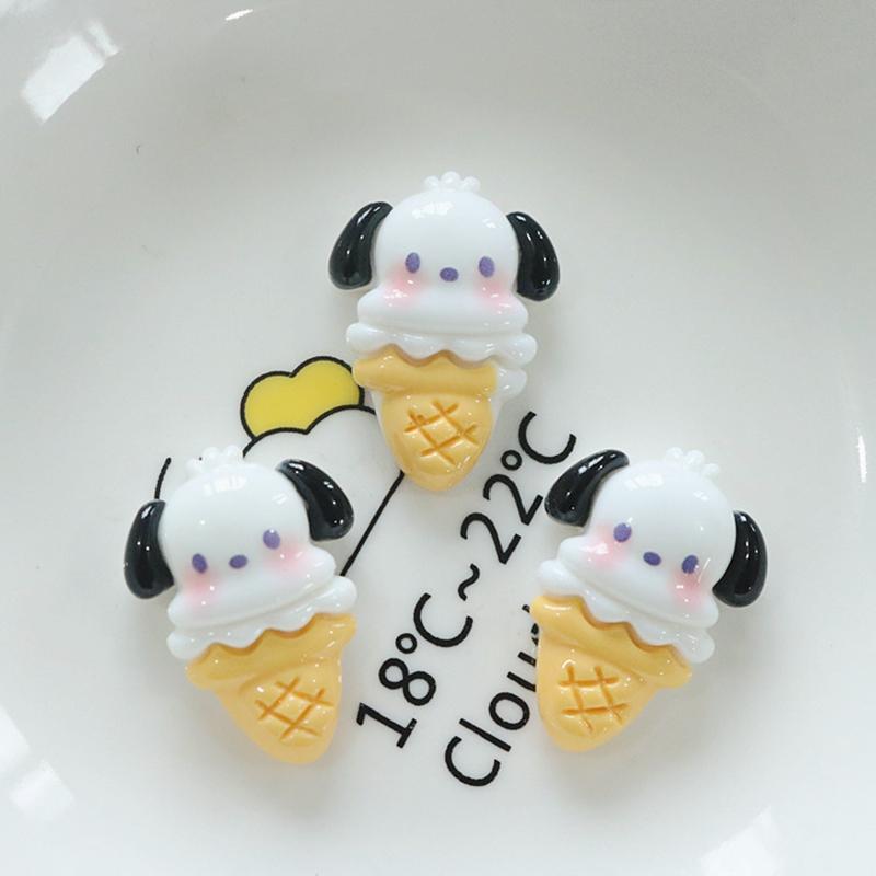 10 Pcs New Kawaii Cartoon Kittenice Cream  Game Nime Characters Resin Scrapbook Diy Jewelry Children Gift Hairpin Accessories A4