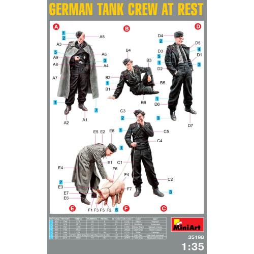 Miniart 1/35 Scale German Resting Tank Crew Figures (5 Figures & 1 Pig) Plastic Model Kit MA35198
