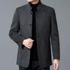 Double-sided Woolen Coat for Men, High-end Stand-up Collar, Mid-length Cashmere Woolen Coat, Middle-aged Dad's Wool Top