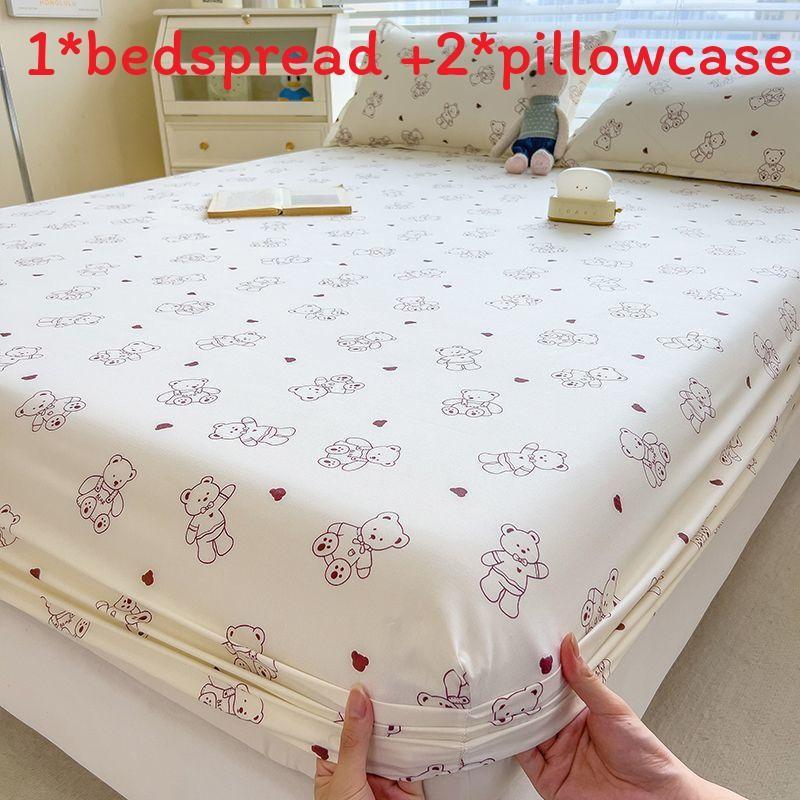 Dinosaur Dog Flower Bear Print Bedspread Set Cartoon Mattress Cover Protective