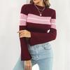 Women's Striped Clashing Short Sweater Autumn and Winter Long Sleeve Knitwear
