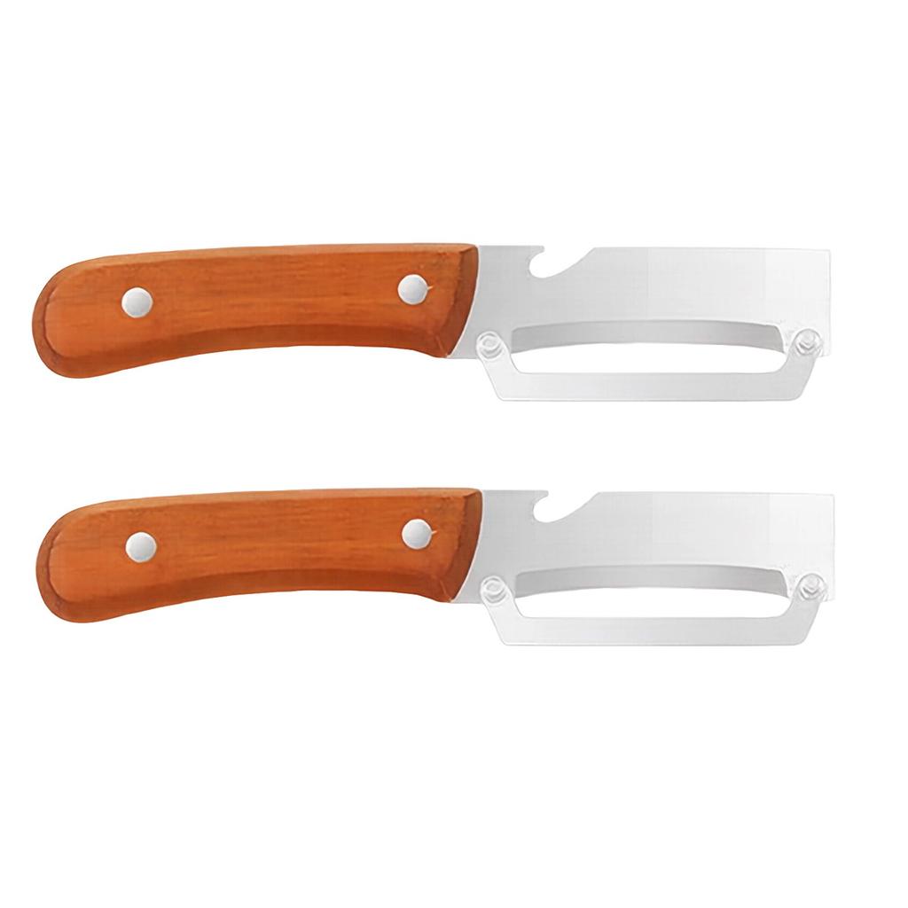 2 Pack Multifunction Stainless Steel Peeler with Thickened Wooden Handle for Kitchen Use Vegetable and Fruit Tool Set
